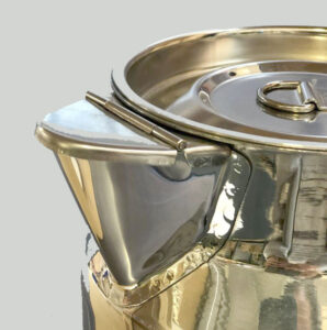 Stainless Steel Vessel with Lidded Pouring Spout